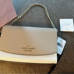 Kate Spade❤️Carson Colorblock Convertible Leather Crossbody in Warm Beige  NWT